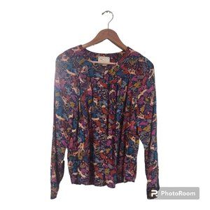 Anthropologie Woodland Animal Print Button Down Top Size US 10